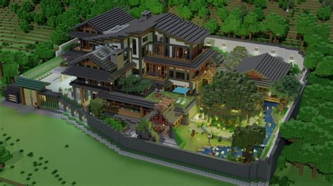 Zen-style Japanese inspired modern house Minecraft Map