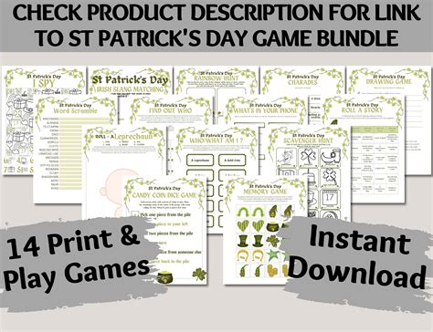 Printable St Patrick's Day Memory Matching Card Game, St Patty's Day ...