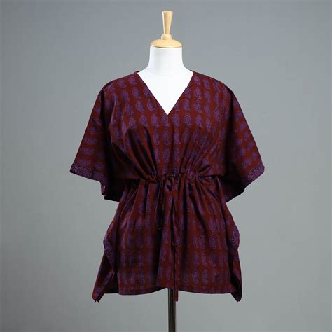 Bagh Block Printed Cotton Kaftan with Tie-Up Waist
