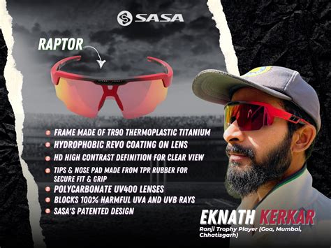 Eknath Kerkar X SASA Raptor Matte Red Frame Red Revo Lens Sports Sungl ...