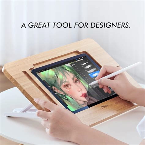 Buy ELETIUO Adjustable Tablet Stand with Pencil&Charger Cable Slot ...