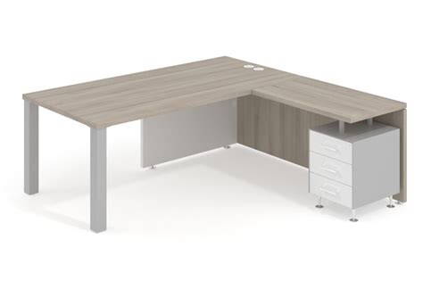Escritorio en L meet con ala buc cajonera estructura cromo | Ofiprix