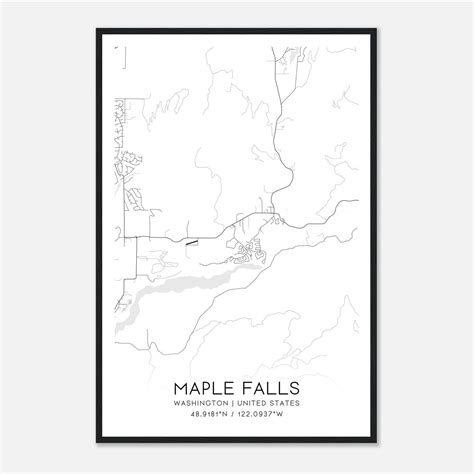 Maple Falls Washington Map Poster, Modern Home Decor Wall Art Print ...