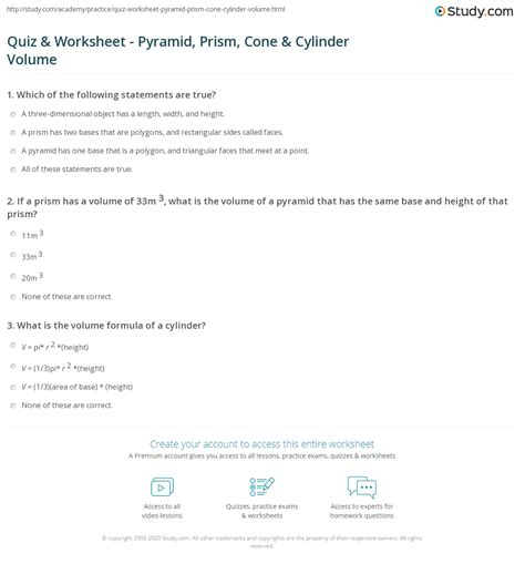 Image result for Volume of Rectangular Pyramid and Cylinder Worksheet