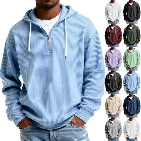 Big and Tall Mens Hoodies Quarter Zip Pullover Hooded Sweatshirt Waffle ...