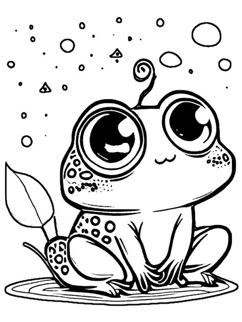 Cute Frog Coloring Page · Creative Fabrica