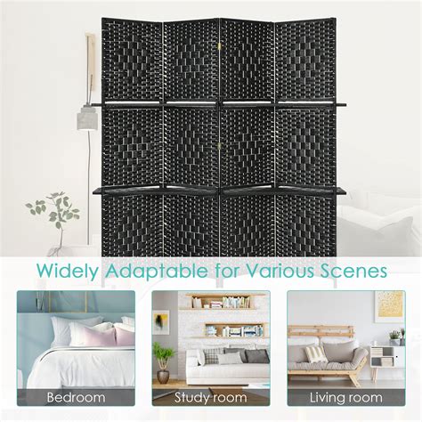 COSTWAY 4 Panel Folding Room Divider, Wooden Wall Privacy Screen ...