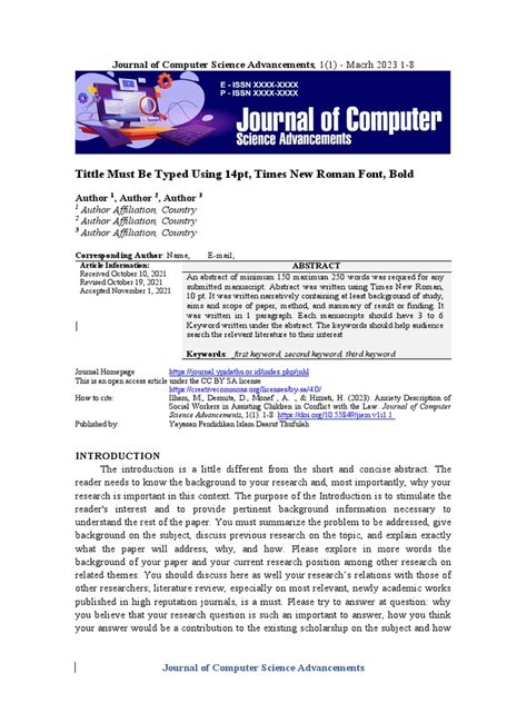 Image result for Computer Science Methods Journal Paper Format