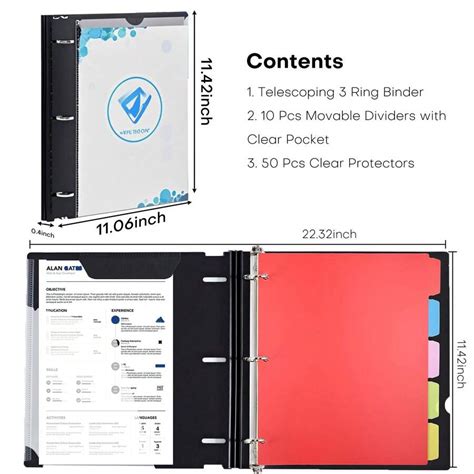 StarratS 1 Inch All-In-One Telescoping Binder 3 Ring Binder With Clear ...