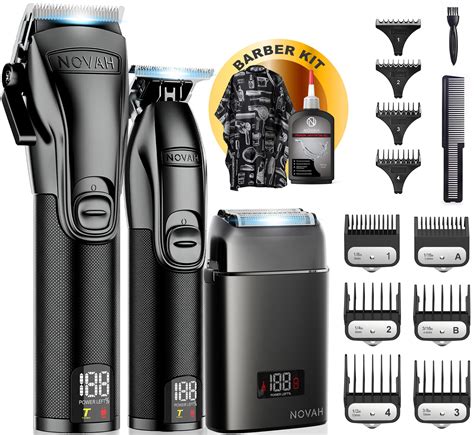 Amazon.com: Novah Professional Barber Clippers and Trimmer Set - Foil ...