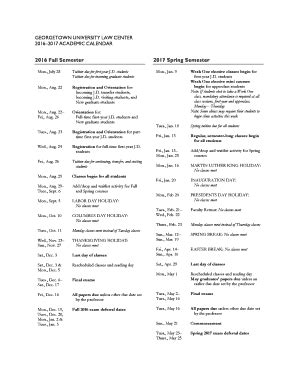 Georgetown Law Academic Calendar - Fill Online, Printable, Fillable ...