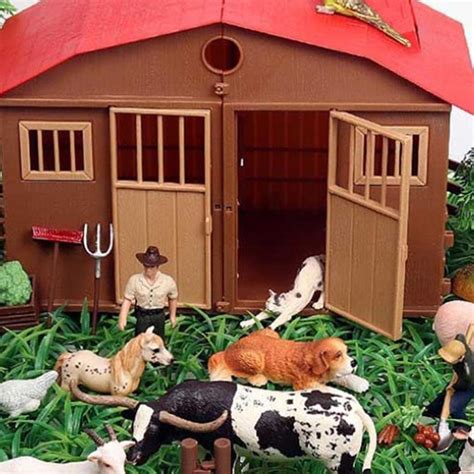 Simulation Farm Model Plastic House Trees Vegetables Fence Toy Playset ...