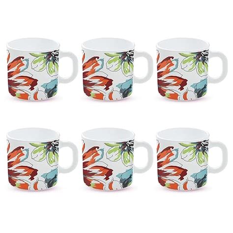 Larah by BOROSIL Bali Opalware Mug, Set of 6 Tea/Coffee Mugs, 180 ml ...