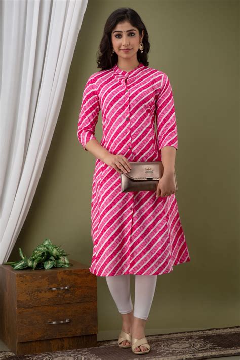 Single Kurti Pink - A Line Cotton – Vastralaya - Colors of Life