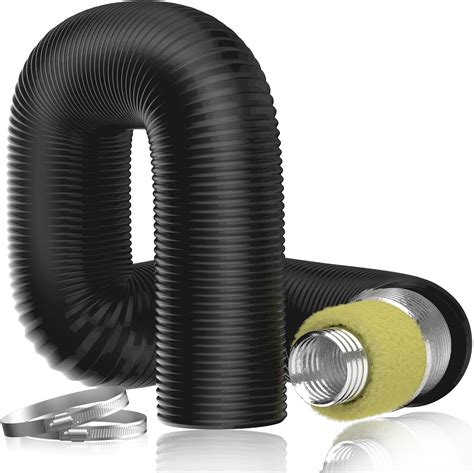 Buy Hon&Guan 3 inch Duct Silencer 4 FT Long, Black Noise Reducer Hose ...