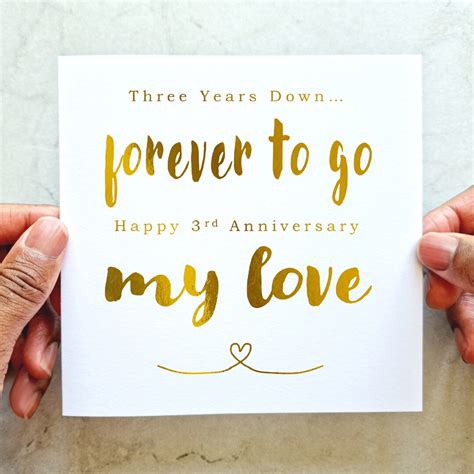 Happy 3rd Anniversary Card - Three Years Wedding Anniversary Card ...
