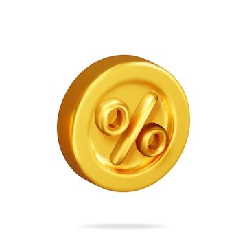 3d percent sign in gold coin isolated | Premium Vector
