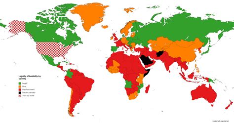 Legality of zoophilia by country : r/Maps
