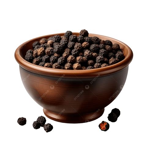 Front View Of Organic Black Pepper Piper Nigrum In Glass Bowl Isolated ...