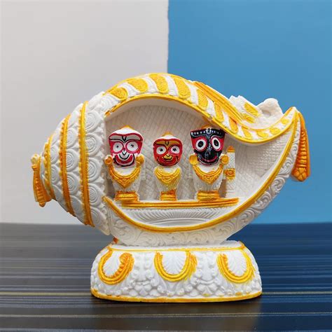 Buy Loyal Kart Lord Jagannath, Balaram, Subhadra Wooden Idol White ...