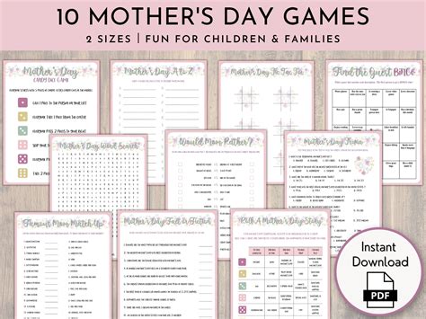 Printable Mother's Day Game Bundle, Mothers Day Brunch or Dinner ...