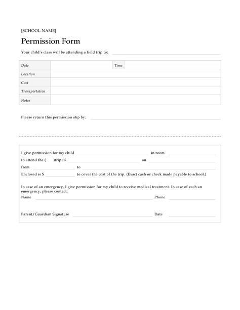 35 Permission Slip Templates & Field Trip Forms