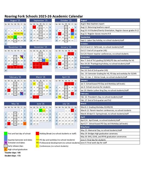 Roaring Fork Schools Calendar 25-26 Revised [PDF] - EduCounty