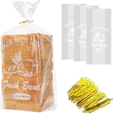 Amazon.com - Bread Loaf Packing Bags with Ties, Large Bakery Bread ...