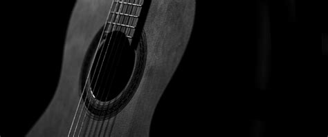 Download wallpaper 2560x1080 guitar, musical instrument, dark, bw dual ...