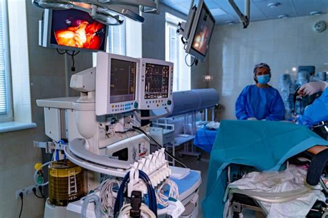 Interior of empty operating theater. equipment and technologies for ...