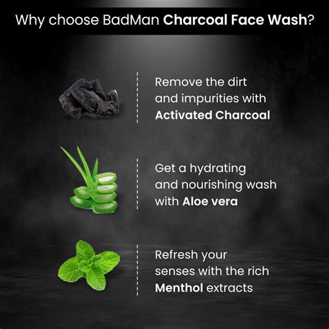 BADMAN Men's Grooming Charcoal Face Wash (100ml) & Premium Natural Saf