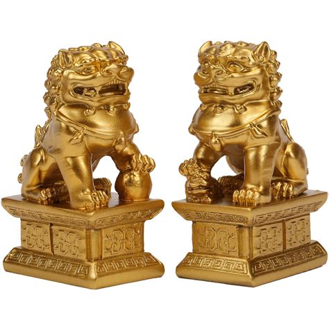 Buy FOO Dogs Guardian Lion Statues, Pair of Fengshui Fu Dogs Figurine ...