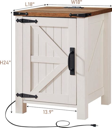 Buy OKD Nightstand with Charging Station, 18 Inch Farmhouse End Table w ...