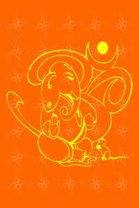 Shree Ganesh & Om Poster with Beautiful Stars Designs - Orange ...
