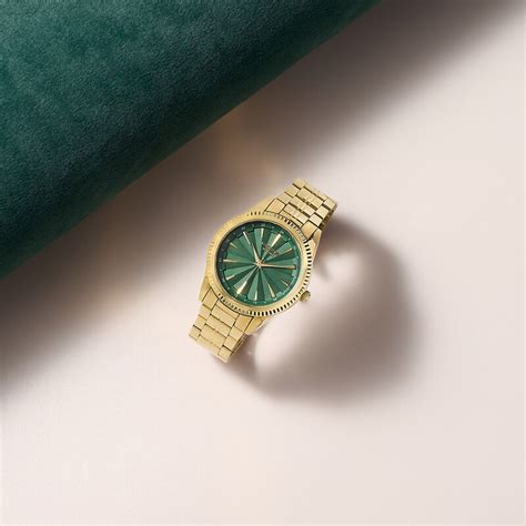 Buy Online Poze By Sonata Quartz Analog Green Dial Gold Metal Strap ...