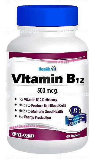 Healthvit Vitamin B12 500 Mcg Tablet 60 - Uses, Side Effects, Dosage ...