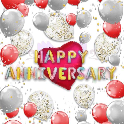 Krazy Propz™ Red & Silver 52Pcs Happy Anniversary Decor,includes colour ...