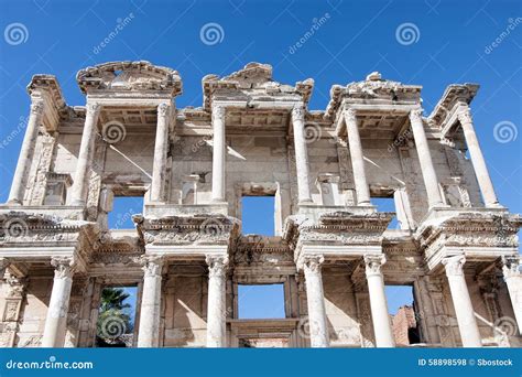 Facade of Ancient Celsus Library in Ephesus, Turkey Editorial Stock ...