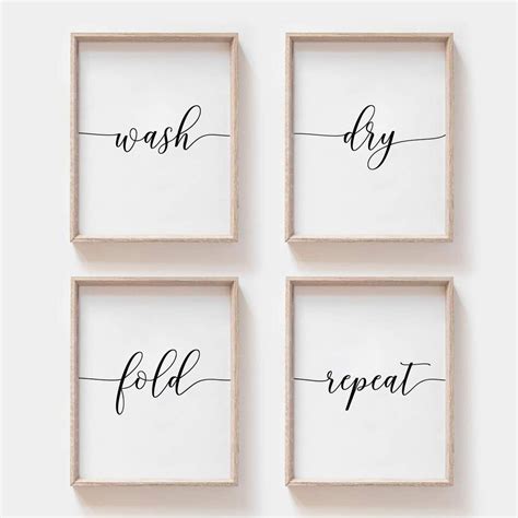 MoharWall Laundry Room Wall Art Set of 4 Wash Dry India | Ubuy