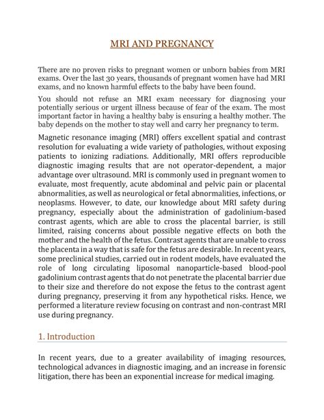 SOLUTION: PREGNANCY AND MRI INDICATIONS AND CONTRAINDICATIONS DETAILED ...