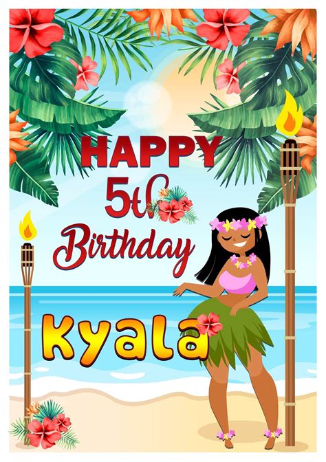 Personalised Hawaiian Happy Birthday Beach Flowers Girl - Etsy