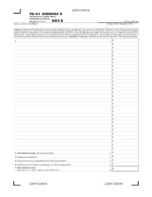 Fillable Online 2013 PA-41 Schedule B - Dividends and Capital Gains ...