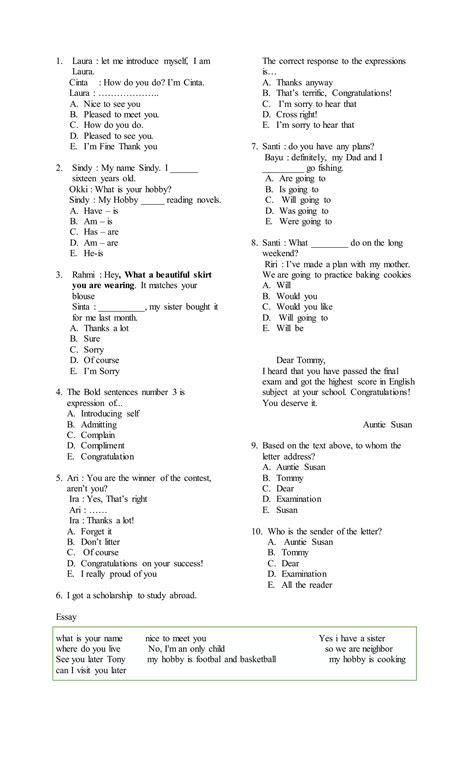 Soal mid bahasa Inggris X | DOCX - what are bayu riri and santi discussing