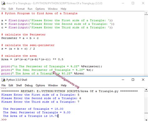 Image result for Python Program to Find Area of Triangle