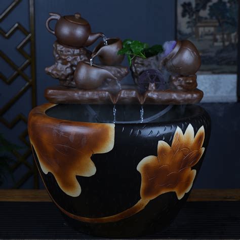 景德镇陶瓷器创意鱼缸流水摆件家用自动水循环养鱼缸家居会所摆件 | 景德镇名瓷在线