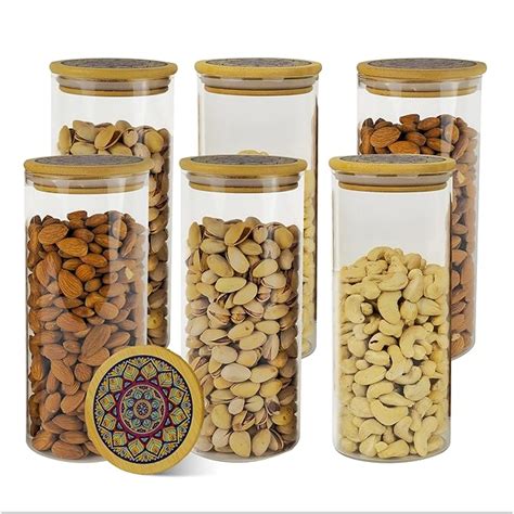 Buy The Better Home Pack of 6 Borosilicate Glass Jars with Printed ...