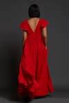 Buy Red 100% Cotton Plunge V Neck Solid Gown For Women by Mati Online ...