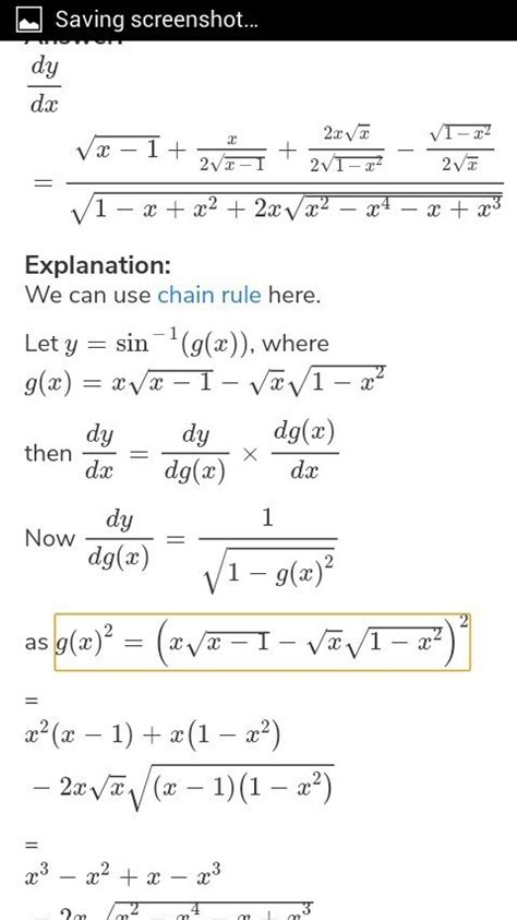 If y= sin-1[x*sqrt(1-x) - sqrt(x)*sqrt(1-x2)] find dy/dx - Brainly.in