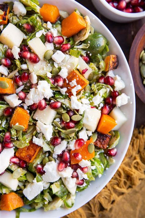 Shaved Brussel Sprout Salad with Roasted Butternut Squash - The Roasted ...