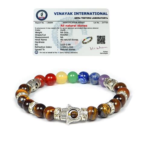 Buy Reiki Crystal Products Tiger Eye Certified Bracelet, 7 Chakra ...